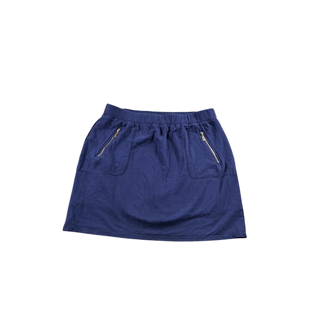 Belle by Kim Gravel Navy Blue Zipper Pocket Skort XL Cotton Stretch Mini Skirt